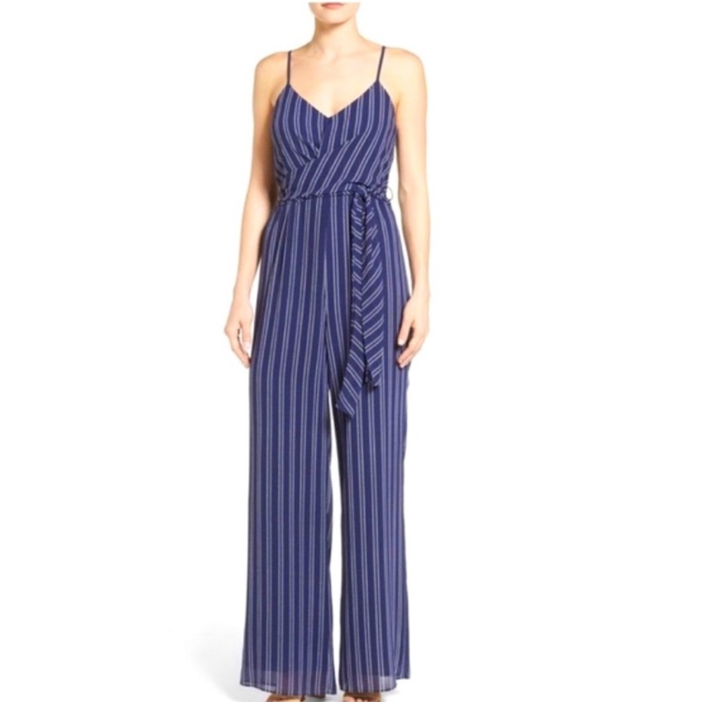 Michael Michael Kors jumpsuit - navy blue/white striped sleeveless wrap top